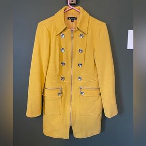 I.N.C. International Concepts Women’s S Yellow Lined Silver Pocket Trench Coat